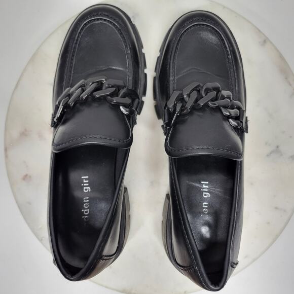 Madden Girl Hoxtonn Chunky Platform Loafer Womens 8 Black Chain Lug Sole‎ Grunge - Picture 5 of 15